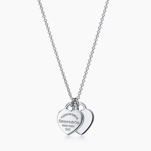 Tiffany & Co. Sterling Silver Double Heart Tag Necklace